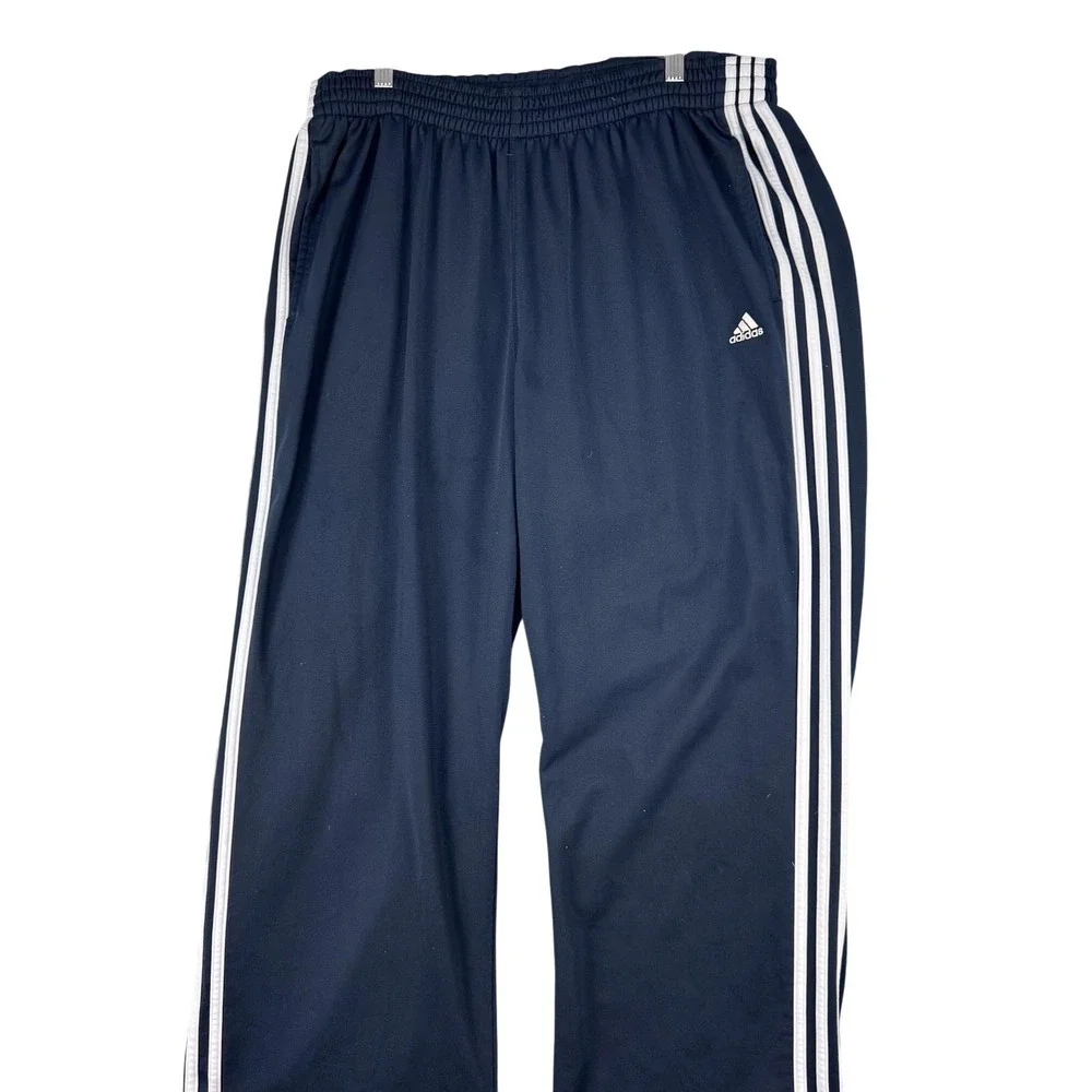 Adidas Pants Mens XL Blue 3-Stripes Track Elastic Waist Athletic‎ Gym Running